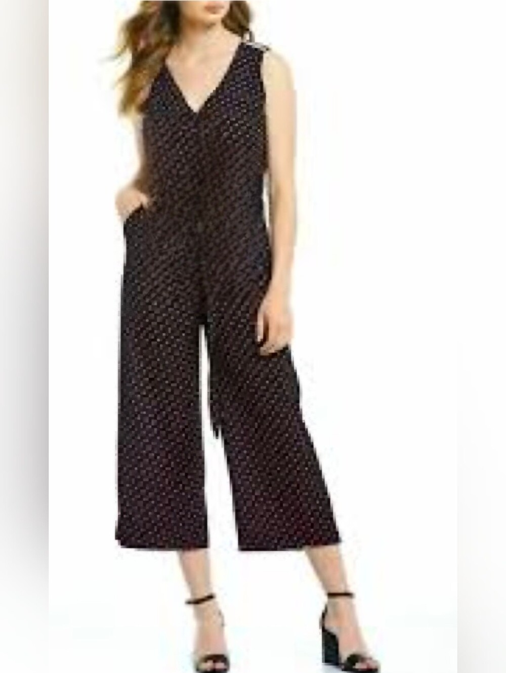 Michael Kors Size M Black Velvet Studded Stretchy Jumpsuit Sleeveless Wrap